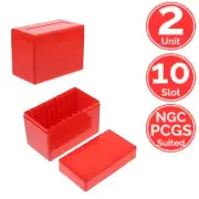 2 Unit 10 Slot Red ABS Slab Coin Storage Box Case Holder 4 PCGS NGC ANACS ICG