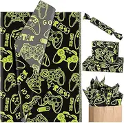 100 Sheets Gaming Tissue Paper 20 * 14 Inch Video Game Birthday Gift Wrapping Paper for Game Lover Men Gift Bags Birthday Holiday Party