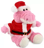 DolliBu Santa Pink Alligator Stuffed Animal Plush Toy Christmas Gift, 10 Inches