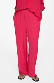 MANGO Textured Flowy Pants in Strawberry at Nordstrom, Size Large