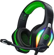 Fachixy FC100 Gaming Headset for PS4/PS5/PC/Xbox/Nintendo Switch With RGB Light, Stereo Sound, Noise Cancelling Mic, 3.5mm Jack (Green)