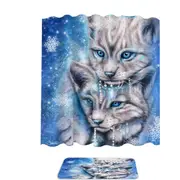 Wildlife Art Blue Winter Lynx Wild Cat Shower Curtain