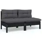 2-Seater Garden Sofa With Cushions Wood Pine Outdoor Modular Lounge Furniture