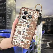 Phone Case Compatible with Itel S24/S667LN, Silicone Soft case Ring Cute Wristband Fashion Design Back Cover Anti-Knock Shockproof Wrist Strap