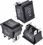 CZKE 3Pcs 3 Position Rocker Toggle Switch DPDT 6 Pin AC 125V/10A 250V/16A ON-Off-ON with LED Light KCD2-203N(Black)