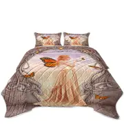Butterflies and Peach Citrine Butterfly Girl Coverlet