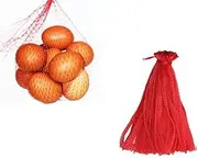 CUGBO 200pcs 12" Mesh Produce Bag Reusable Net Bag Nylon Toys Fruits Vegetables Drawstring Storage Poly Bags
