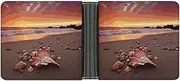 [RTSEBVN] Slim Credit Card Holder Personalized Leather Rose And Butterflies Money Clip Gifts Wallet For Men Women, Shell Beach Sunset, One size, Modern