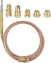 Gas Stove Thermocouple Kit, Temperature Sensing Probe with 5 Nut for Oven Fireplace Induction Cooker Space Heater Water Heater 600mm Heater Equipment