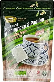 Coffeehock 100% Natural 2-in-1 Lemongrass & Pandan Less Sugar Tea with Raw Sugar 10 Teabags, 10 g