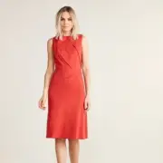 NARCISO RODRIGUEZ Pleated Virgin Wool Red Dress SZ 42 IT US M Retail $2,095 NWT