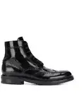 YSL Saint Laurent Wingtip Black Leather Army Boots 37.5 US 7 Made in Italy