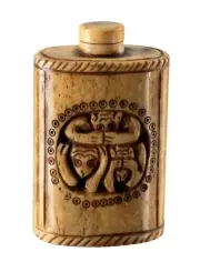 Snuffbox Asian 3 Wise Monkeys Teak Hand Carved La Wisdom Crafts Made Rare #3610