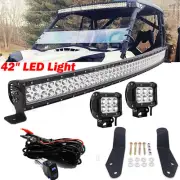For Can-Am COMMANDER 800 1000 Curved LED Bar 42'' Roof Mount Kit+18W Aux Lights