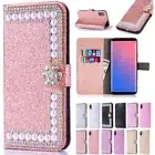 For iPhone 16 15 14 13 12 11 Pro Glitter Magnetic Leather Wallet Flip Case Cover