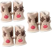 Amosfun 3pcs Baby Boy Snow Boots Boys and Girls New Born Essentials for Baby's Christmas Shoes Elk Pattern Warm Winter Boots Non-Slip 0-12 Months (Size 1 13cm)
