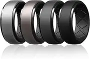 [Egnaro] Mens Silicone Rings Rubber Wedding Bands, Breathable Design, Anniversary Wedding Rings For Him, 1/4/6 Rings Workout Accessory
