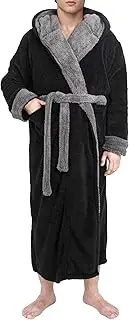 [Yoimira] Mens Robe, Plush Fleece Hooded Robes for Men Full Length Flannel Bathrobe for Winter Warmth