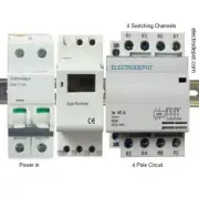 4 Pole Timer 40A, 4 Circuit Time 7 Day 24Hr Sw w Breaker 120V, 30A, Pump Light
