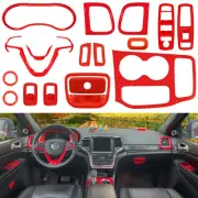 17PCS Red Interior Trim Kit Decoration Covers for Jeep Grand Cherokee 2016-2021 (for: Jeep)