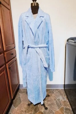 Mina Lisa Robe 100% Turkish Cotton Long Fuzzy Blue Robe