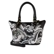 Anuschka Hand-Painted Leather Shoulder Tote w/ Dust bag and Reg Card