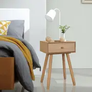Verona Bedside Tables X2 Nightstand Retro Side Accent Table Drawers Oak Wood