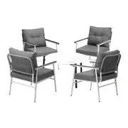 Livsip Outdoor Patio Setting 5PC Bistro Lounge Furniture Set 70cm White Table