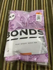 Bonds Rib Zip Wondersuit one piece suit Lilac Floral Sz 00 Bnip Acc648