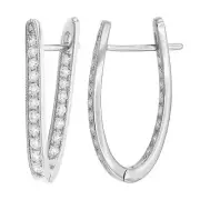 Gili Jewels 14k White Gold Diamond Inside Out Huggie Round Earrings