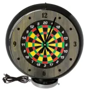 Darts Game Room, Black Lighted Gas Pump Globe Advertising Style Quartz Clock