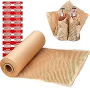 onesimcr Honeycomb Packing Paper Wrap 15"x131' Sustainable Alternative to Bubble Wrap for Moving/shipping/packing Roll with 20 Fragile Sticker Biodegradable & Fully Recylable