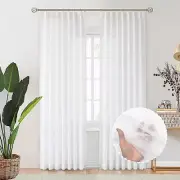 Pleated Sheers Curtains for Track System, Sliding Door Curtain White Sheer Cu...