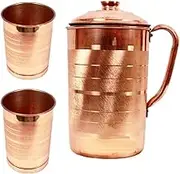 Copper Jug with 2 Glass (1500Ml of Jug, 300ML of Each Glass)