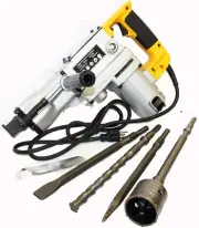Electric 1800W Rotary Hammer Drill & Demolition Breaker w/ Core Bit Hole Saw