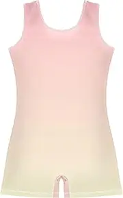 [GAIGEO] Gymnastics Leotards for Girls Toddler Pink Light Golden Gradient Biketards Ballet Dance Outfit Ballerina 2-3t