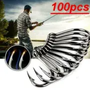 100Pcs Fishing Hooks Jig Big Hook High Carbon Steel Holder Bait Fishhooks Y1G7