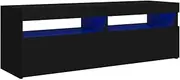 vidaXL TV Cabinet with LED Lights Home Bedroom Living Room HiFi Storage Stand Rack Unit Entertainment Centre Furniture Black 120x35x40 cm