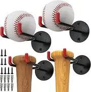 Famiron 4 Pcs ﻿Baseball Holder, Memorabilia Baseball Bat Wall Mount Display Stand,Bat Storage Baseball Display Holders,Bat Hooks for Baseball & Softball Bat