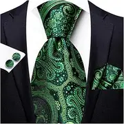 [VSOLS] Men's Blue Black Striped Tie 3.4" Tie Pocket Square Cufflinks Wedding Party Silk Tie Set (Color : SN-3390, Size : 59.06 * 3.35in)