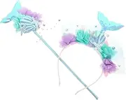 Kisangel 1Set Mermaid Costume Props Set of Sequin Mermaid Tail Headband Fairy Wand for Birthday Parties Cosplay Events and Themed Celebrations