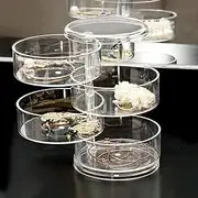 Guolich Jewellery Organiser Box 4 Layers Clear Acrylic 360° Rotatable Cosmetic Storage Spin Holder for Necklace Bracelet Ring Earring Small Items Container Case (Transparent-042)