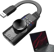 USB to Audio Jack | Virtual 7.1 Surround Sound External Sound Card for Laptop with Volume Control,Portable USB Audio, 3.5mm Sound Card, Driver Free USB Audio Interface for Headset, Headphone