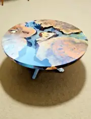 Clear Epoxy Resin Coffee Round Table Top, Epoxy Wooden Center Table Top, Decor