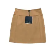 S MaxMara Skirt Womens 0 Brown Wool Angora Blend Cucito A Mano Alice Zip Mini