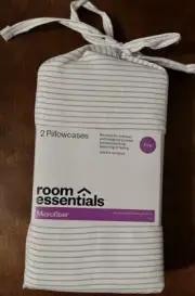 Room Essentials Standard Microfiber Printed Pillowcase Set - Gray Striped