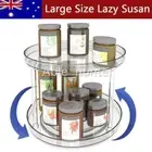 2 Tier Lazy Susan Turntable Spice Rack Organizer Kitchen Cabinet Storage Tray