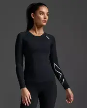 2XU Core Womens Compression Long Sleeve Top – Black/Silver