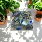 Square Agate Coffee Table Console Bar Handmade Crystal Stone Centerpiece Decors
