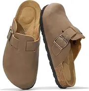 [Project Cloud] Women’s Genuine Suede Footbed Boston Clogs for Women - Memory Foam Arch Support Clog Slippers for Women - Trendy Slip-ons Women's Mules & Clogs Boston Sandals (Benton)